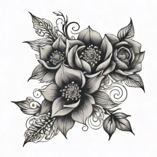 Floral With Six Names Written