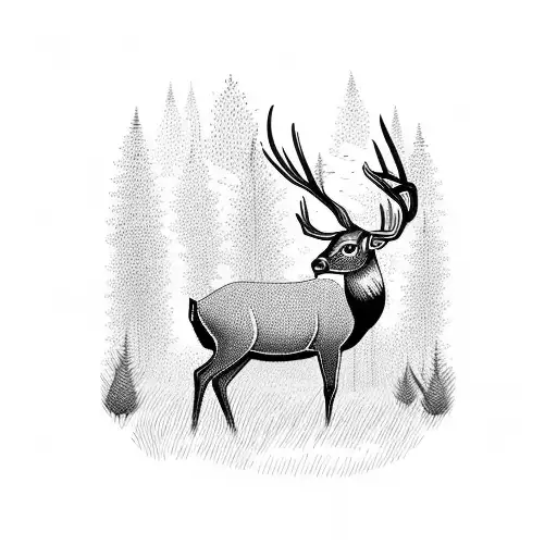 A Majestic Deer Standing In A Forest Clearing