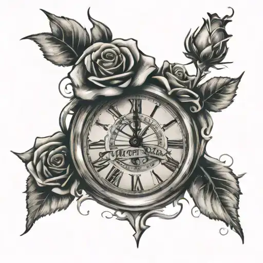 Time Heals All Wounds Text With Rose And Clock