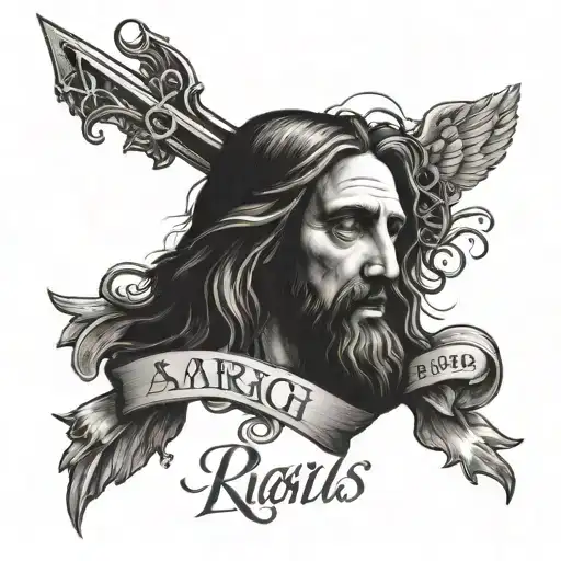 Tatto With Last Name Rairigh With Jesus And America