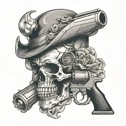 Revolver Pointed At The Side Of A Skull
