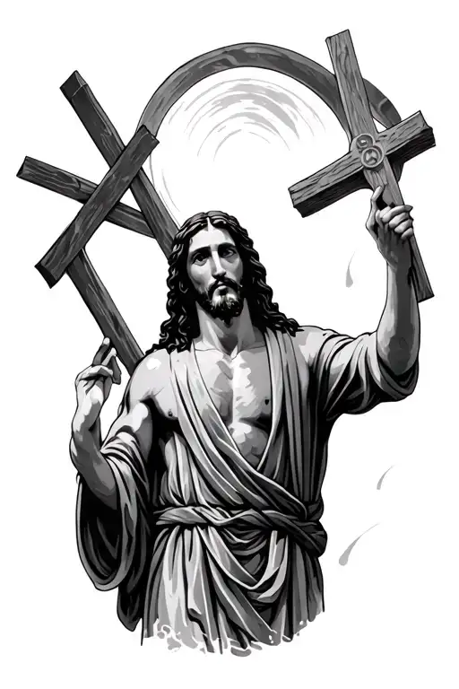 Jesus With Three Crosses