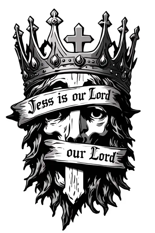 Crown Of Thornes With Crosses With Jesus Is Our Lord Writing