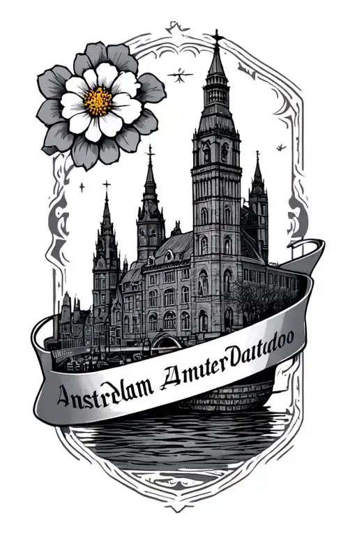Arm Band Tattoo With Amsterdam Motives