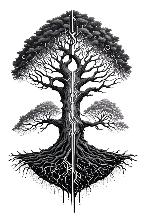 Tree Of Life Where Half Of The Tree Looks Like Electrical Circuits