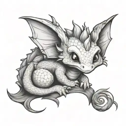 Cute Sleeping Baby Dragon