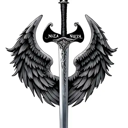 Wings And Sword With Name Nuzza