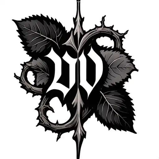 Tatousis In Greek Calligraphy With Vine And Thorn Bones Tattoo