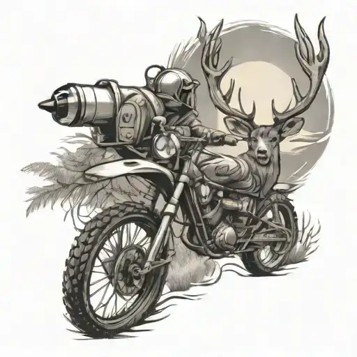 Deer Beer Dirtbike Fishing Woods Tattoo