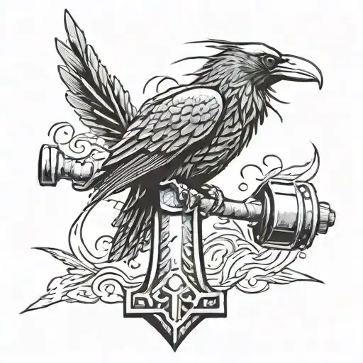 Raven And Thors Hammer Lighing Storm