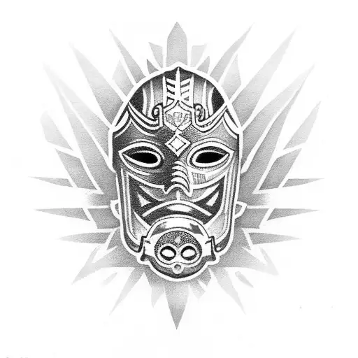 Lucha Libre Mask With Aztec Calendar