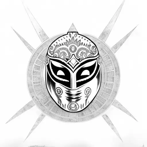Lucha Libre Mask With Aztec Calendar