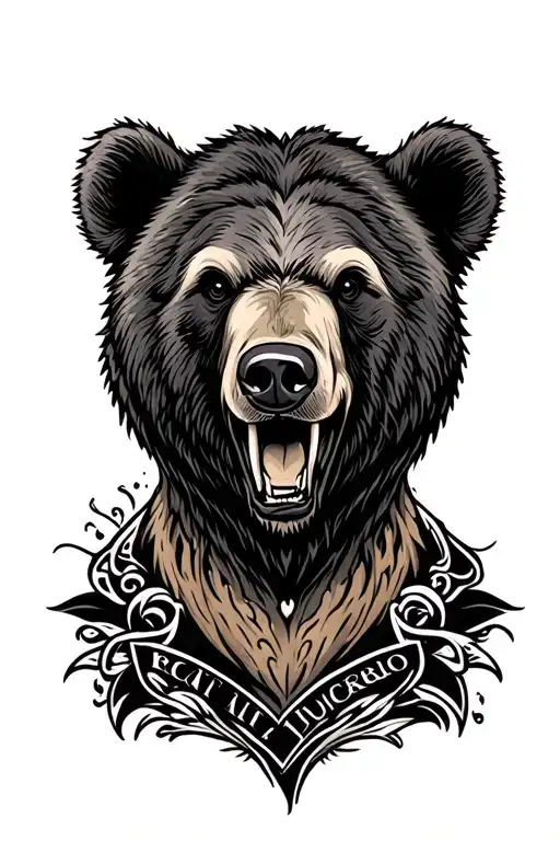 Bear Head Tattto Aggression