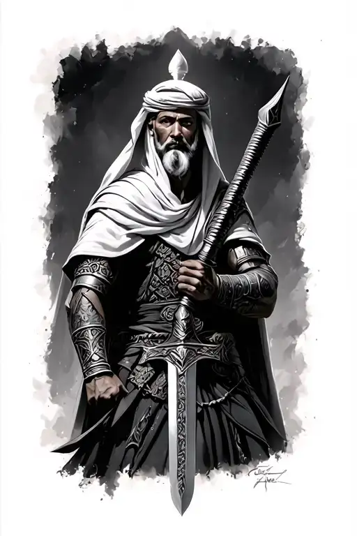 Arabian Warrior With A Hores And A Sword