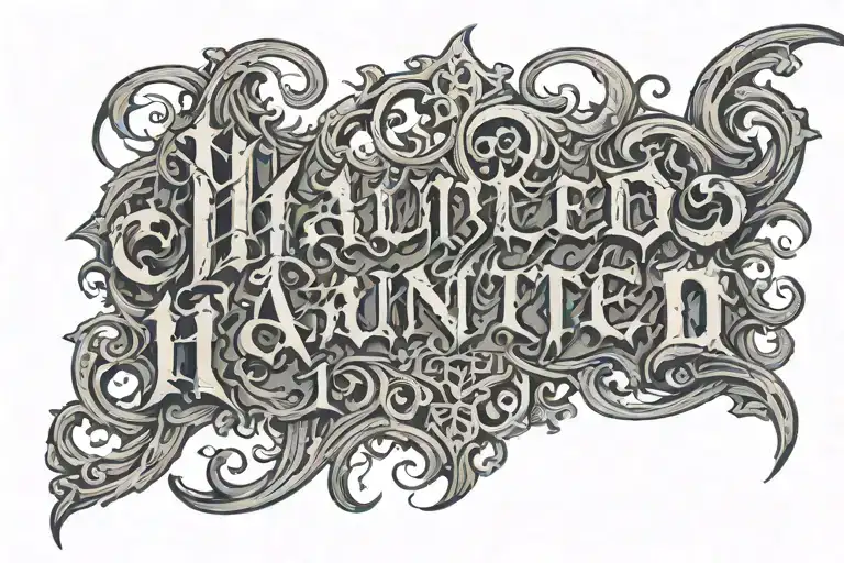 Haunted Inscription In Gothic Font