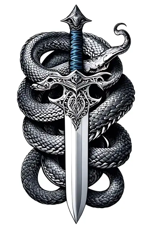 Snake Coiled Sword Surrounded