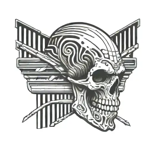 Piano Keys And Skull And Werewolf