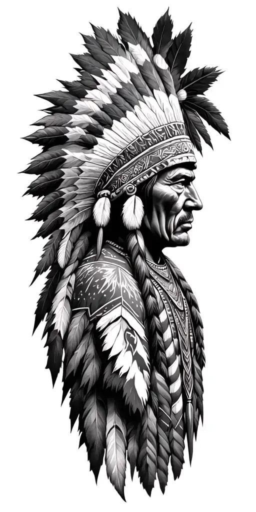 Native Chief And Mountains