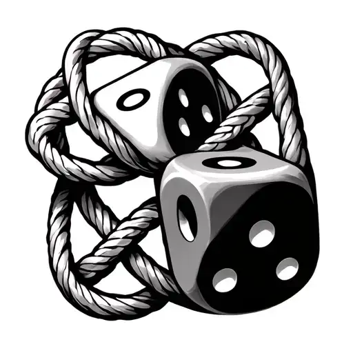 2 Dice With A Bowline Knot Intertwined