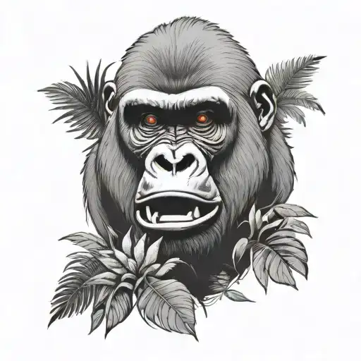 Gorilla In Jungle Background