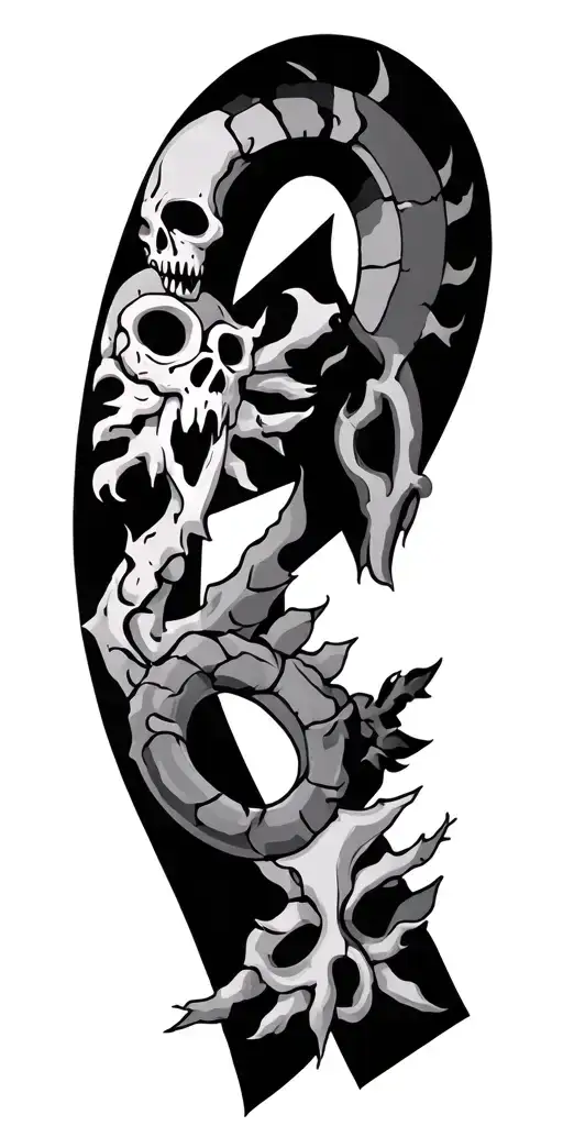 Alphabet Letters And Patchwork Horror Symbols