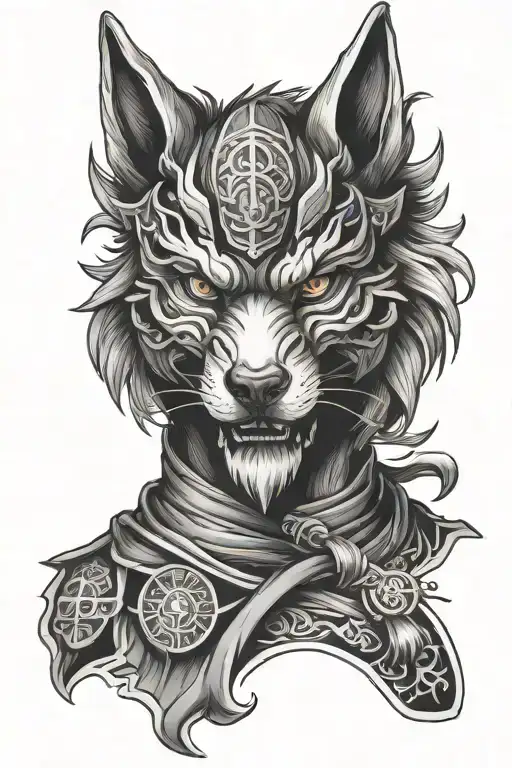 Samurai Wolf Head