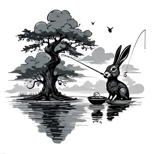 Clouds And Fishing And Tree And Golf And Rabbit And Humor And Grilling