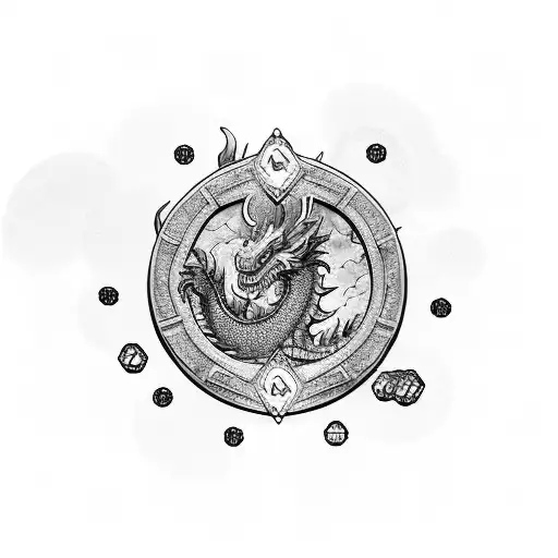 An Epic Fantasy Scene With A Dragon Guarding A Treasure Chest Filled With Poker Chips