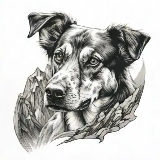 Portrait Of A Dog Hidden As A Mountain Landscape Inside