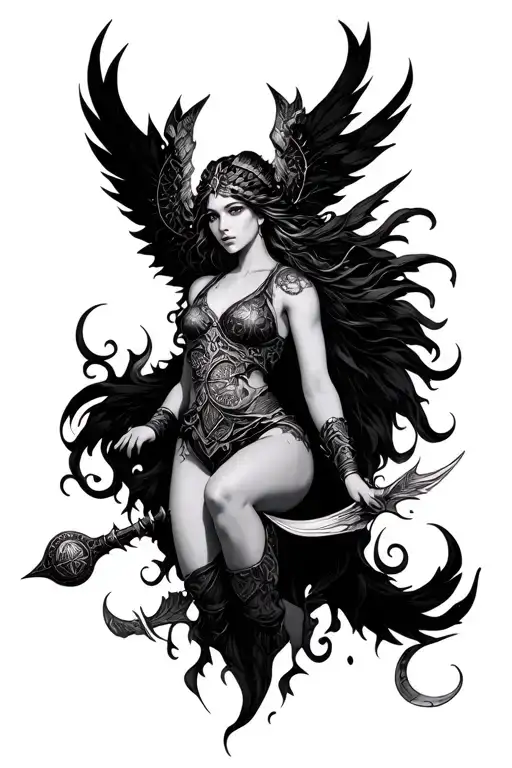 Whimsical Wiccan Pagan Valkyrie Floating