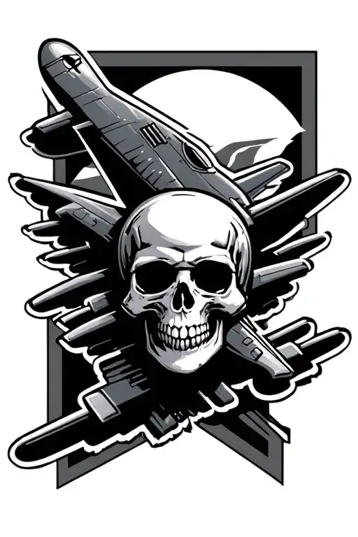 Airforce Logo Skull Fighter Plane
