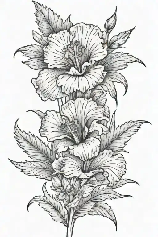 Poppy Flower Gladiolus Flower And Plant Leaves