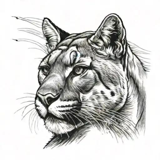 Cougar With Cat As Reflection Storm Lighting