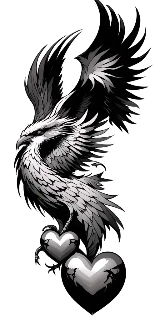 Fenix And Heart Flag Intertwined