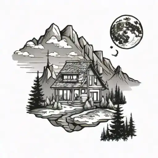A Home With Mountain And Moon