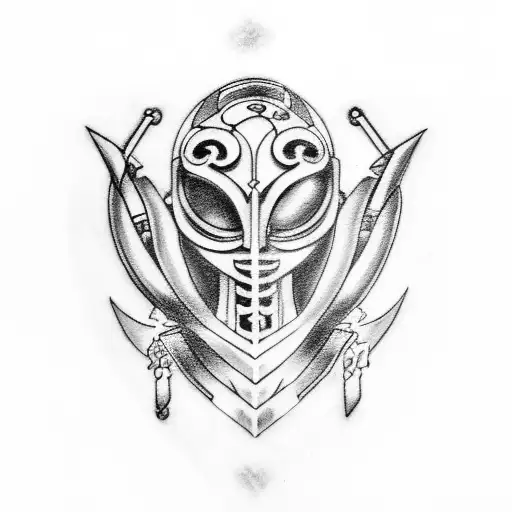 A Black-grey Tattoo Of A Greek Goddess Inspired By Full Metal Alchemist Brotherhood