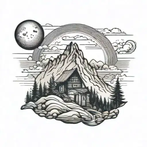 A Home With Mountain And Halfmoon