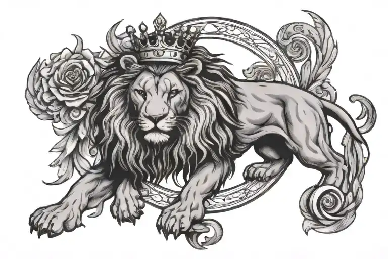 Zodiac Sign Leo And Moon And Crown Made