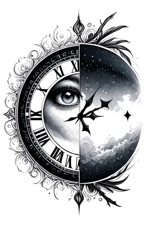 Half Moon Half Clock Face