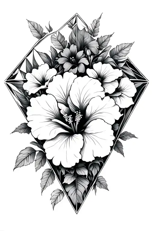 A Diamond Shape Made Out Of Intertwined Red Hibiscus Flowers