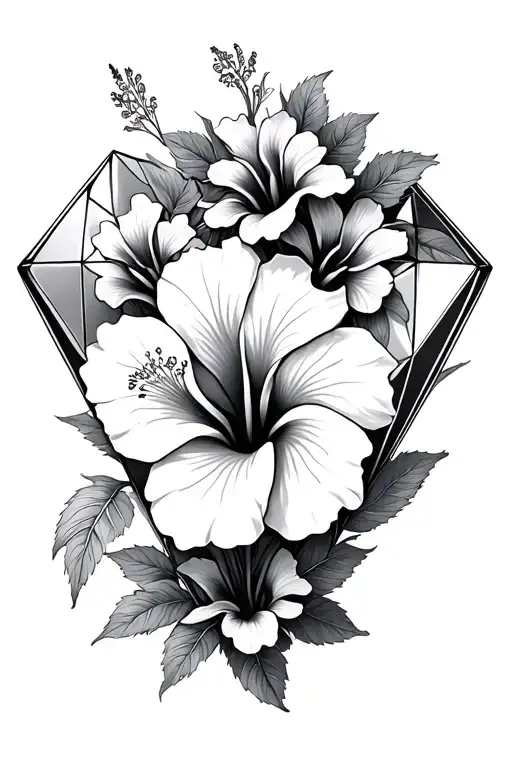 A Diamond Shape Made Out Of Intertwined Red Hibiscus Flowers