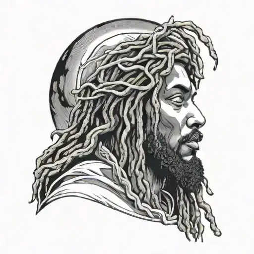 Blk Jesus With Dreads Wearing A Hoodie Ascending Into Heaven