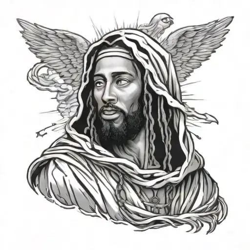 Blk Jesus With Dreads Wearing A Hoodie Ascending Into Heaven With Undeniable Text In Pictures