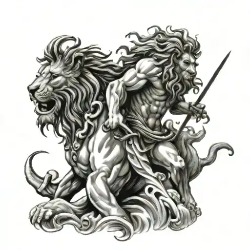 Poseidon And A Lion