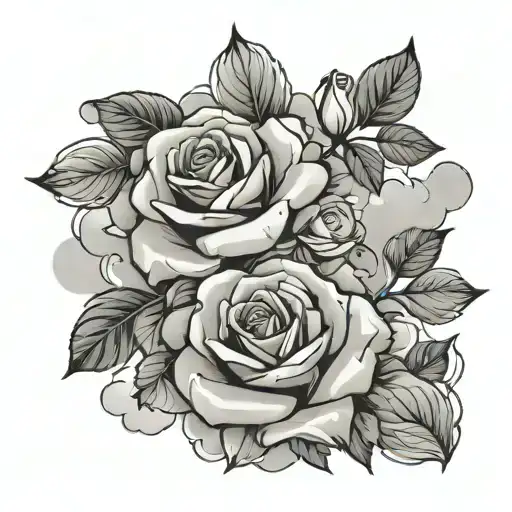 Cross Roses Cloud Background
