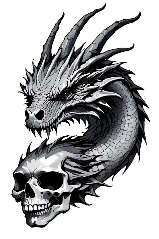 Evil Dragon And Skull
