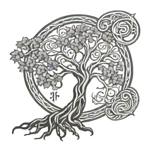 Simple Irish Celtic Tree With Initials J I R Subtly Incorporated