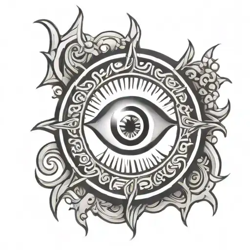 Slim Band With Name 'Zu' And Evil Eye Simple Round In It