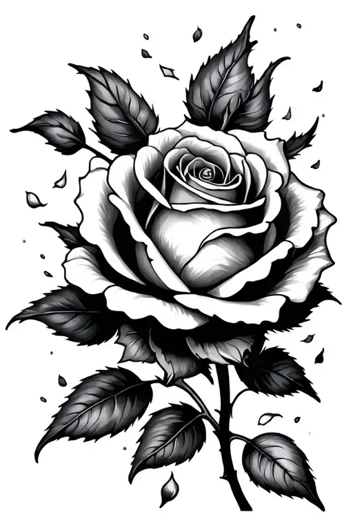 Gothic Rose With Petals Falling