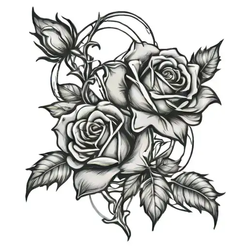 Broken Mirror Roses And Thorns Intertwined